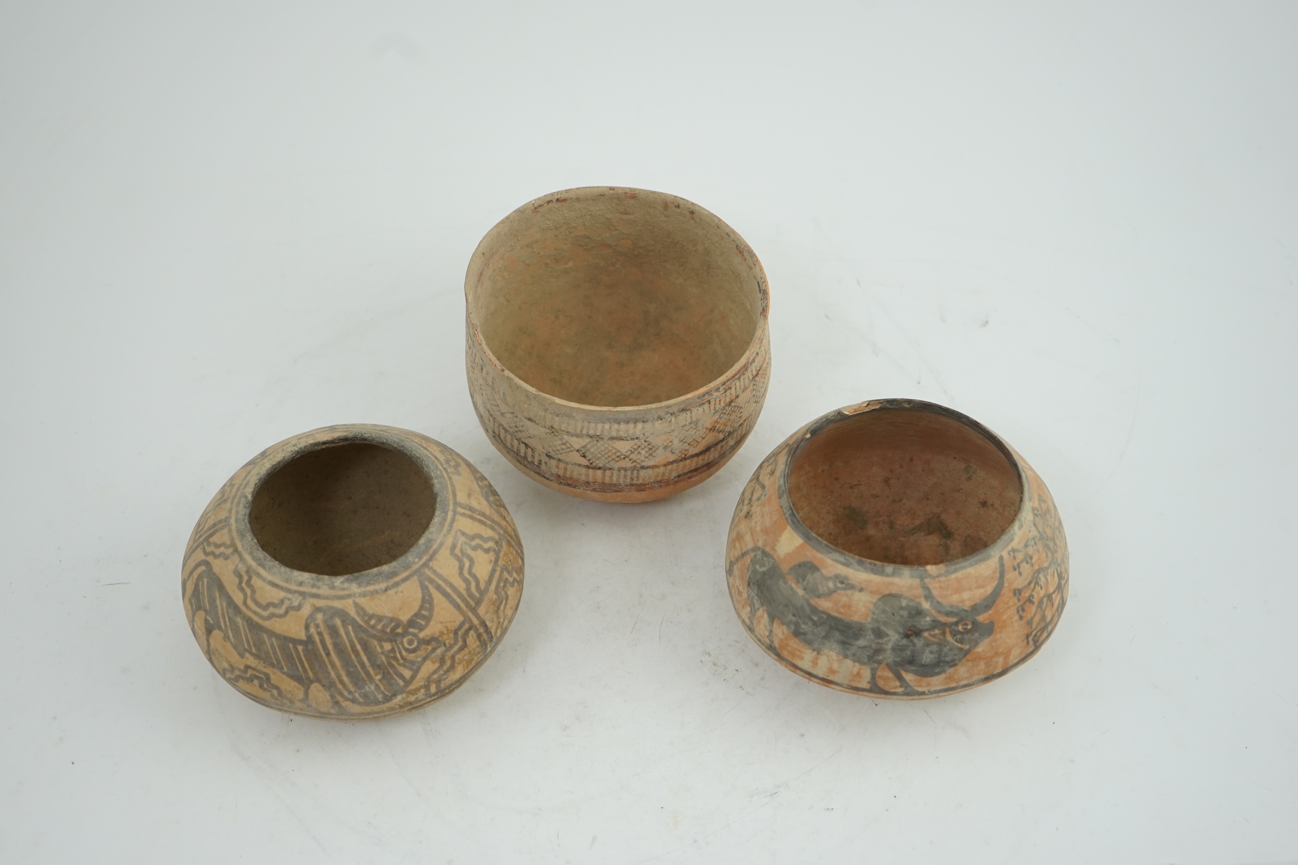 Three Indus Valley pottery bowls, 3rd-2nd millennium BC